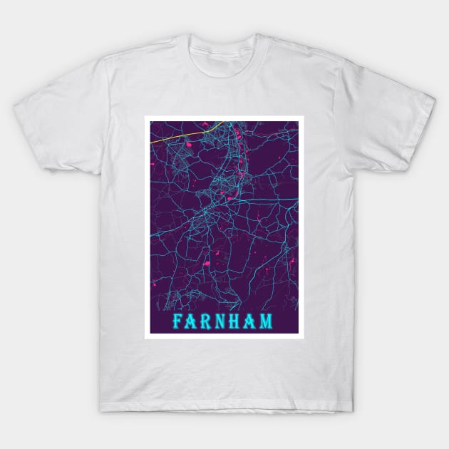 Farnham Neon City Map T-Shirt by tienstencil